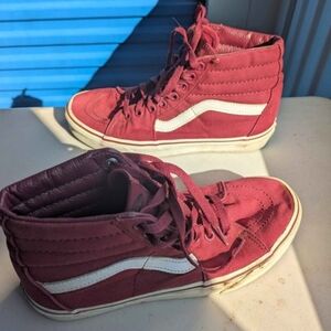 Red Burgundy Vans Sk8-Hi Shoes - Women's 8 Men's 6.5